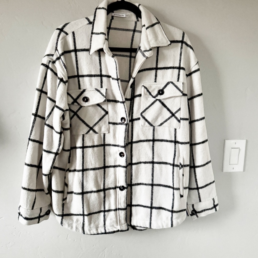 Plaid Flannel Jacket/ Shacket Black and White